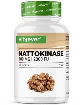 Vit4ever Nattokinase - 2000 FU - 365 capsules each 100 mg 