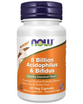 NOW Foods 8 Billion Acidophilus & Bifidus 60 Veg Capsules