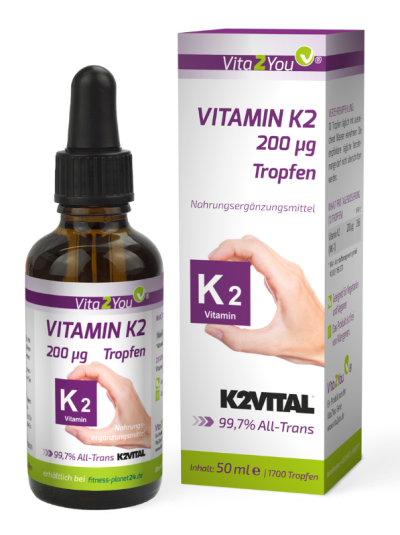 Vita2You Vitamin K2 Drops - 200μg - 50ml - 1700 Drops