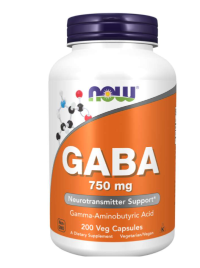 Now Foods GABA 750 mg 200 Vegetable Capsules