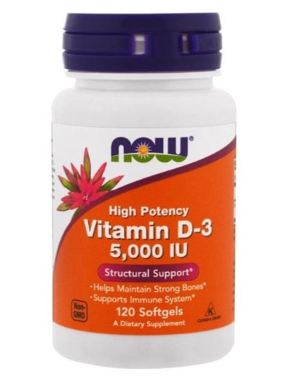 NOW Foods, Vitamin D-3, High Potency, hochwirksames Vitamin D3, 5.000 IE, 120 Weichkapseln