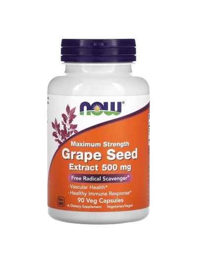 NOW Foods, Maximum Strength Grape Seed Extract, 500 mg, 90 Vegetable Capsules