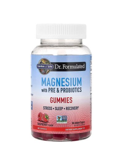 Garden of Life, Magnesium with Pre & Probiotics Gummies, Raspberry, 60 Gummies