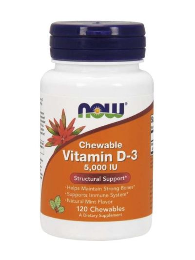 NOW FOODS VITAMIN D3 HOCHWIRKSAM Chewable 5,000 IE 120 Tablets