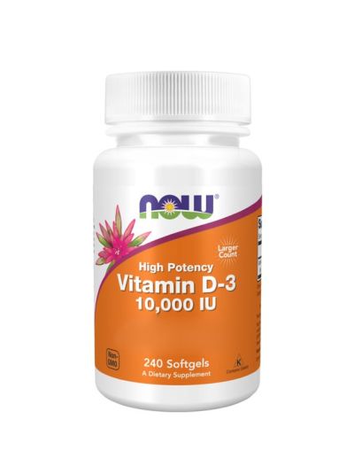 NOW Foods Vitamin D3, MAX Dose, 250 mcg 10,000 IU, 240 Softgels