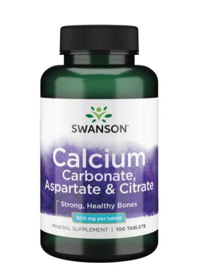 SWANSON TRIPLE CALCIUM COMPLEX (CARBONAT,ASPARTAT,CITRAT) 500 MG 100 TABLETS