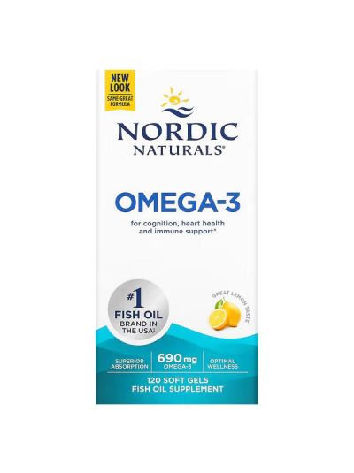 Nordic Naturals, Omega-3, Lemon, 690 mg, 120 Soft Gels 