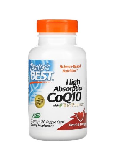 Doctor's Best High Absorption CoQ10 with BioPerine, 200 mg, 180 Vegetable Capsules