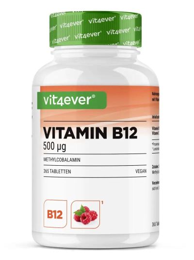 Vit4ever Vitamin B12 (Methylcobalamin), Raspberry Flavor 365 Lozenges