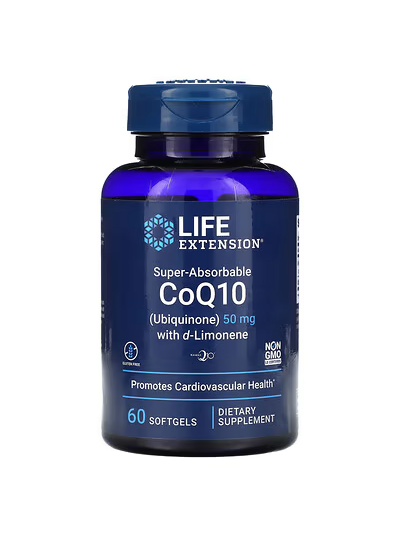 Life Extension, Super-Absorbable CoQ10 with d-Limonene, 50 mg, 60 Softgels