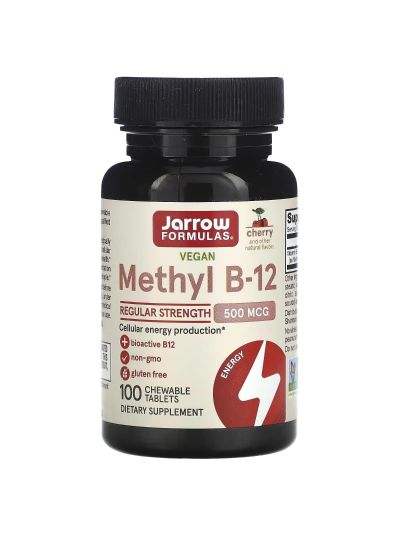 JARROW FORMULAS, METHYL B-12, CHERRY , 500 MCG, 100 CHEWABLE LOZENGES