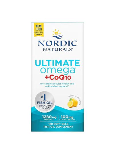 Nordic Naturals, Ultimate Omega + CoQ10, Lemon, 1,280 mg, 120 Soft Gels 