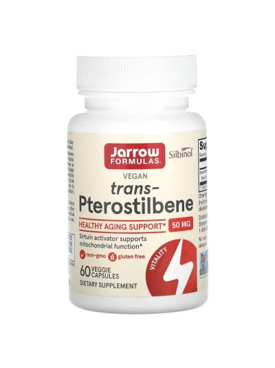JARROW FORMULAS, TRANS-PTEROSTILBENE, 50 MG, 60 VEGGIE CAPS
