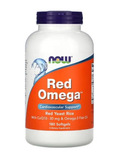 NOW FOODS RED OMEGA, RED YEAST RICE WITH COQ10, 30 MG, 180 SOFTGELS