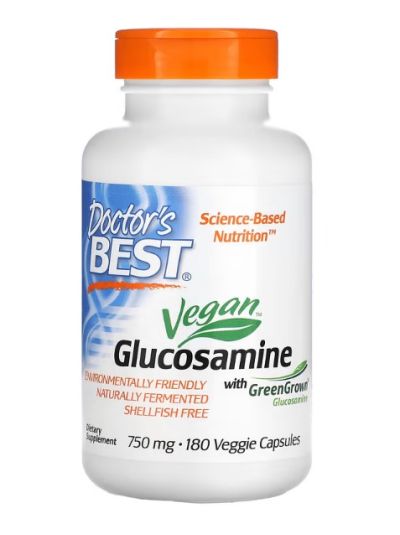Doctor's Best Vegan Glucosamine with GreenGrown Glucosamine, Vegan Glucosamine with GreenGrown Glucosamine, 750 mg, 180 Vegetable Capsules