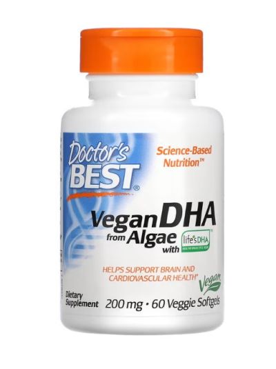 Doctor's Best Vegan DHA from Algae with DHA from Life, 200 mg, 60 Soft Vegetable Capsules