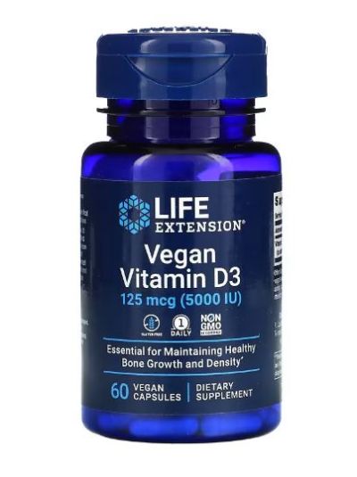 LIFE EXTENSION VEGAN VITAMIN D3 125 MCG (5000 IU) 60 VEGAN CAPSULES