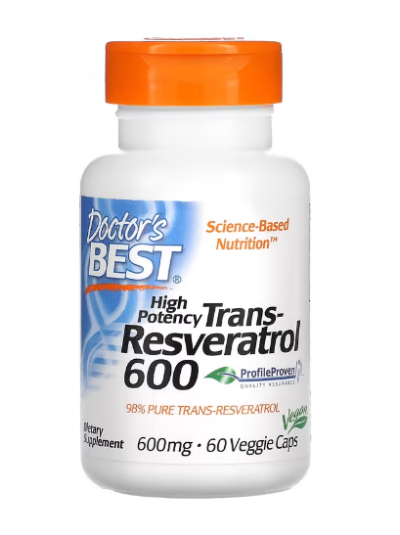 Doctor's Best High Potency Trans-Resveratrol 600 mg 60 vegetarian capsules