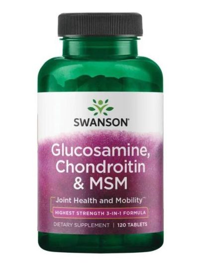 Swanson Glucosamine, Chondroitin & MSM - Highest Strength 3-in-1 Formula 120 Tabletten
