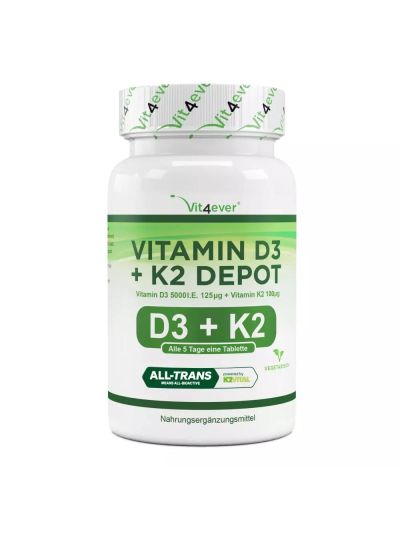 Vit4ever Vitamin D3 5,000 IU + Vitamin K2 100 mcg - 240 tablets