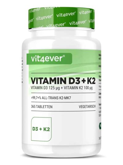 Vit4ever Vitamin D3 5,000 IU + Vitamin K2 100 mcg - 365 tablets