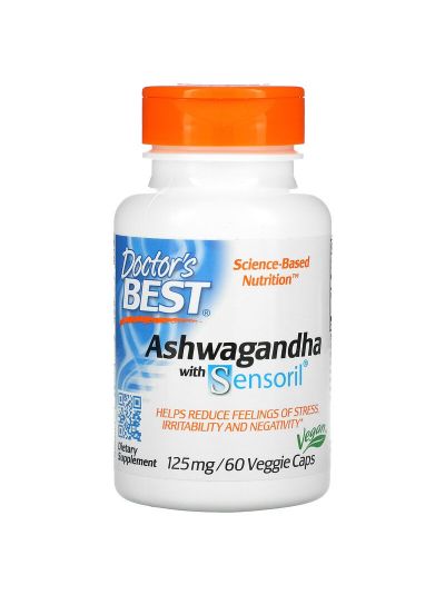 DOCTOR'S BEST ASHWAGANDHA WITH SENSORIL, 125 mg, 60 VEGGIE CAPSULES