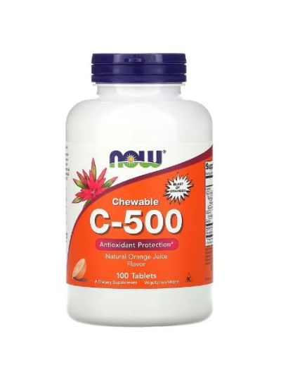 NOW FOODS C-500 CHEWABLE, ORANGE JUICE FLAVOR, 100 TABLETS