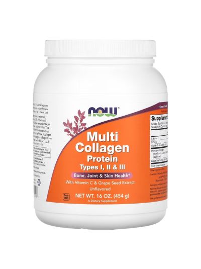 NOW Foods, Multi Collagen Protein, Type I, II & III, Unflavored, 16 oz (454 g)