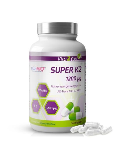 Vita2You Super K2 - 1200mcg Vitamin K2 - 120 Capsules - Premium Quality