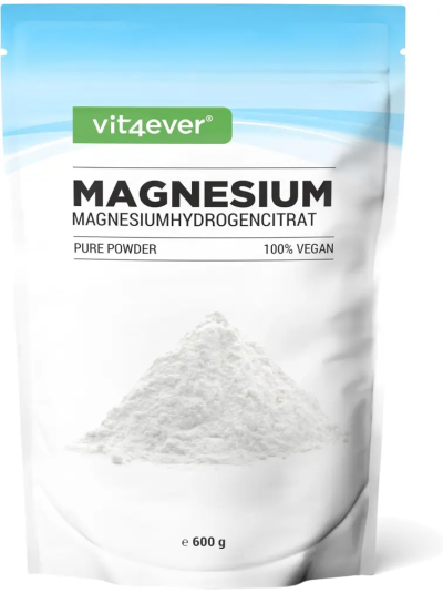 Vit4ever Magnesium Pure - 600 g Powder - 100% Magnesiumhydrogencitrat