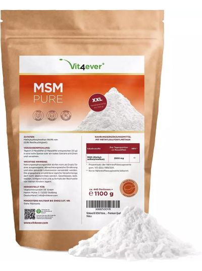 Vit4ever MSM Powder - 99.9% pure crystalline methylsulfonylmethane 1100g