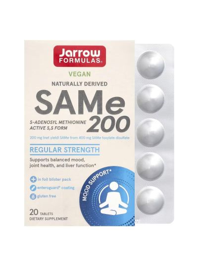 Jarrow Formulas SAMe (Disulfate Tosylate), 200 mg, 20 Enteric Coated Tablets