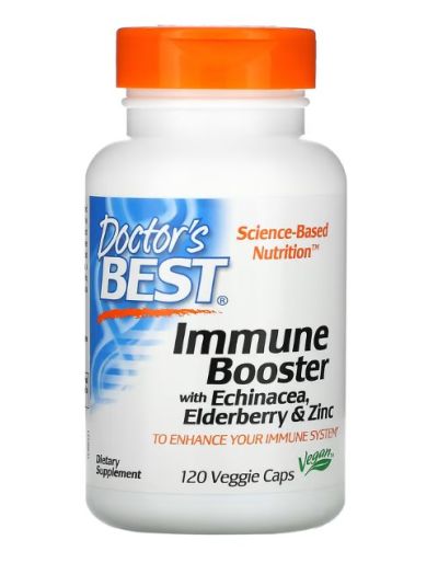 Doctor's Best Immune Booster with Echinacea, Elderberry & Zinc, 120 Vegetarian Capsules