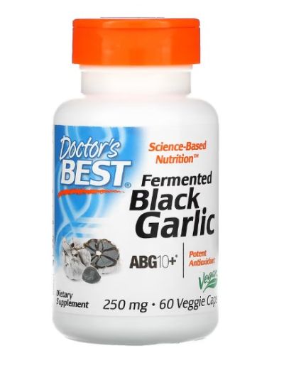 Doctor's Best Fermented Black Garlic ABG10+ 250 mg, 60 Vegetable Capsules