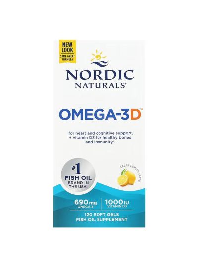 Nordic Naturals, Omega-3D, Lemon, 120 Soft Gels