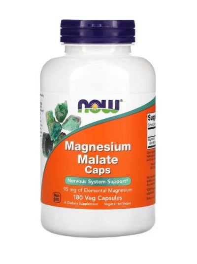 Now Foods Magnesium Malate Caps, 180 Vegetable Capsules