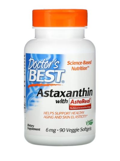 Doctor's Best Astaxanthin with AstaReal, Astaxanthin with AstaReal, 6 mg, 90 Soft Vegetable Capsules