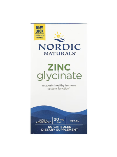 Nordic Naturals, Zinc Glycinate, 20 mg, 60 Capsules